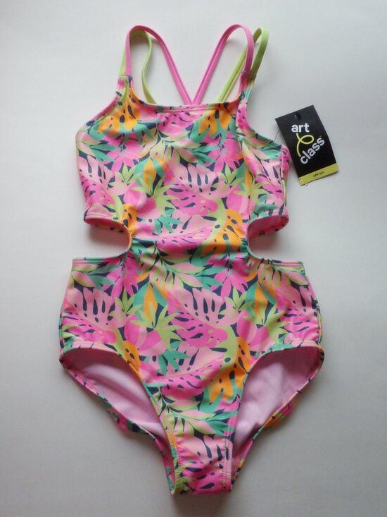 art class Other - Art Class Girls Tropical Side Cut Out One Piece Swimsuit Sz Medium 8 NWT